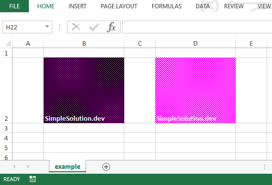 Excel output file for background and foreground color with FillPatternType.BRICKS fill pattern