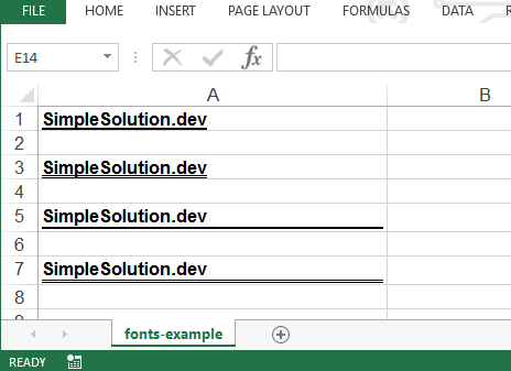 Apache POI Fonts Bold Underline