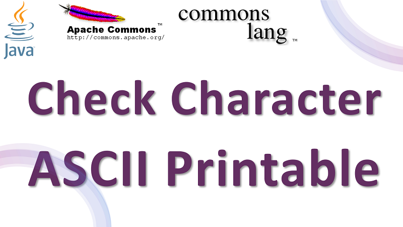 Java Check Character Is ASCII Printable Using Apache Commons Lang
