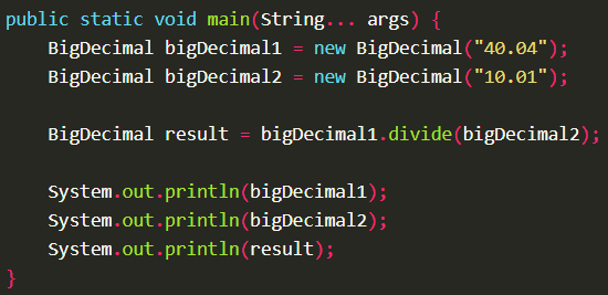 How To Divide Bigdecimal Numbers In Java