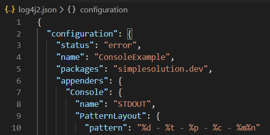 Log4j 2 JSON Configuration with Console Appender
