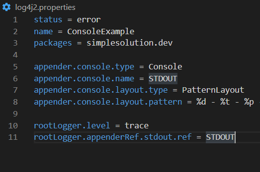 Log4j 2 Properties Configuration with Console Appender