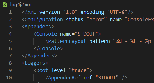 Log4j 2 XML Configuration with Console Appender