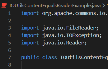 Apache Commons IO to Compare File Content of InputStream or Reader using IOUtils