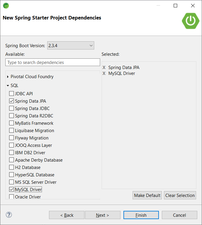 Spring Boot Access MySQL Database with Spring Data JPA - Create New Project