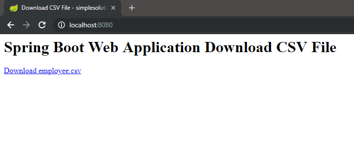 Spring Boot Web Application Download CSV File Run Application