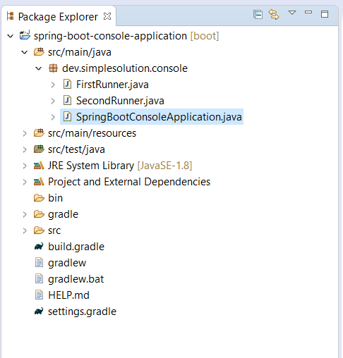Spring Boot Console Application Project Structure