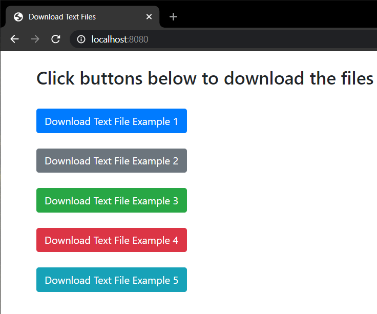 Download Files user interface