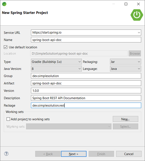 Create New Spring Boot RESTful API Project