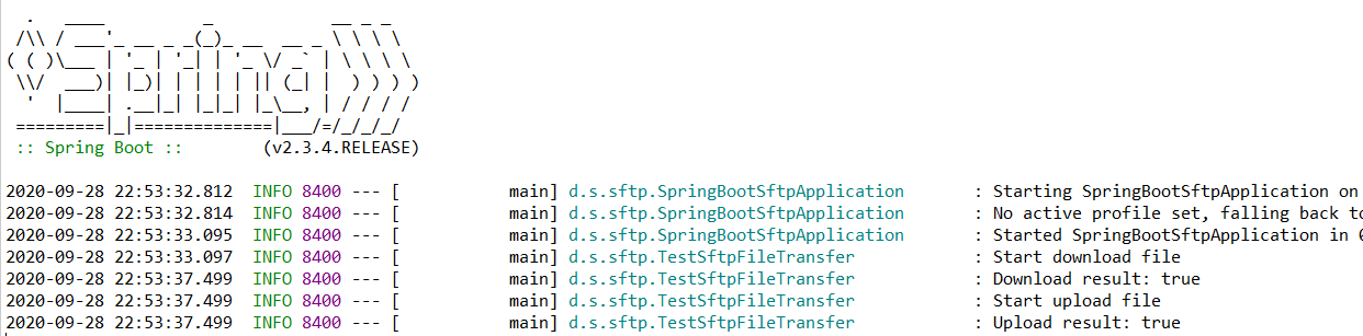 Spring Boot SFTP File Transfer using JSch Java Library final result