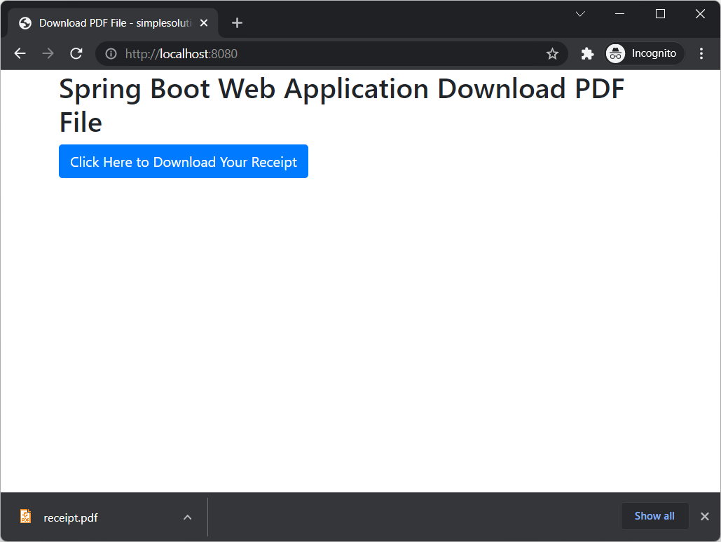 Spring Boot Web Download PDF File from HTML Template