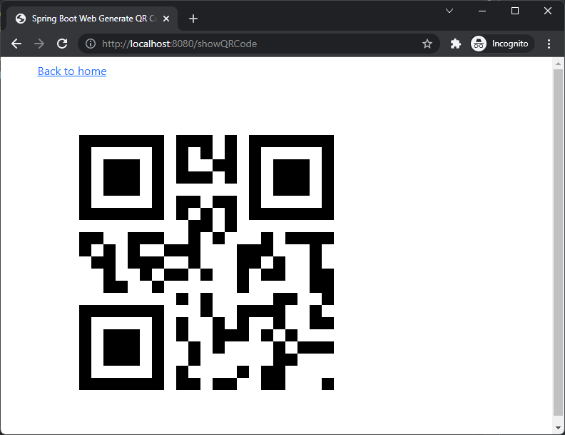 Spring Boot Web Generate and Display QR Code
