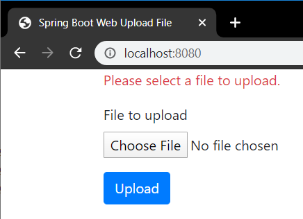 Spring Boot Web Upload File - Upload Error