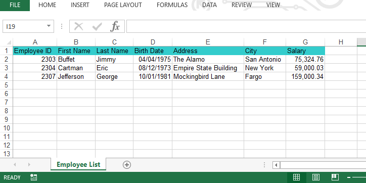 Sample Output Excel File